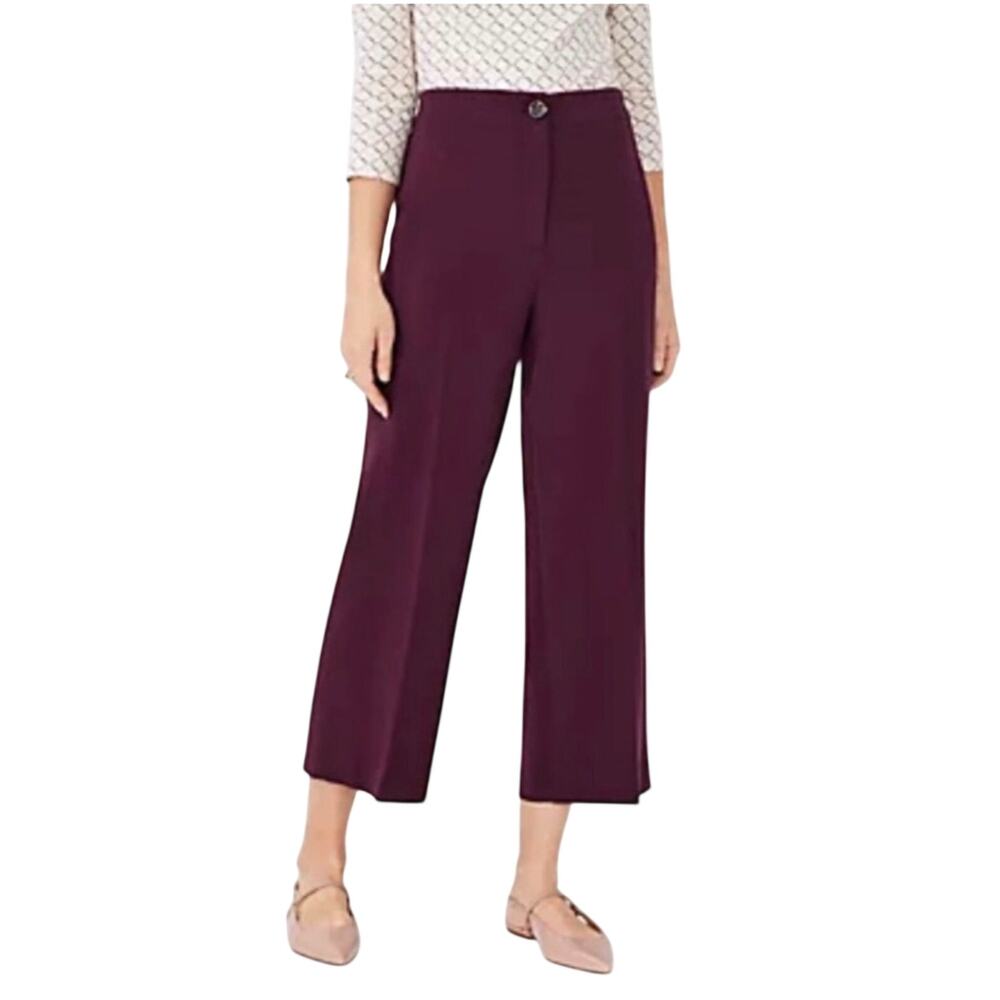 Ann Taylor Ladies plum wide leg cropped pants, The Kate Trouser, hi-rise, Size 4